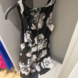 Dex Black and White Rose Mini Dress